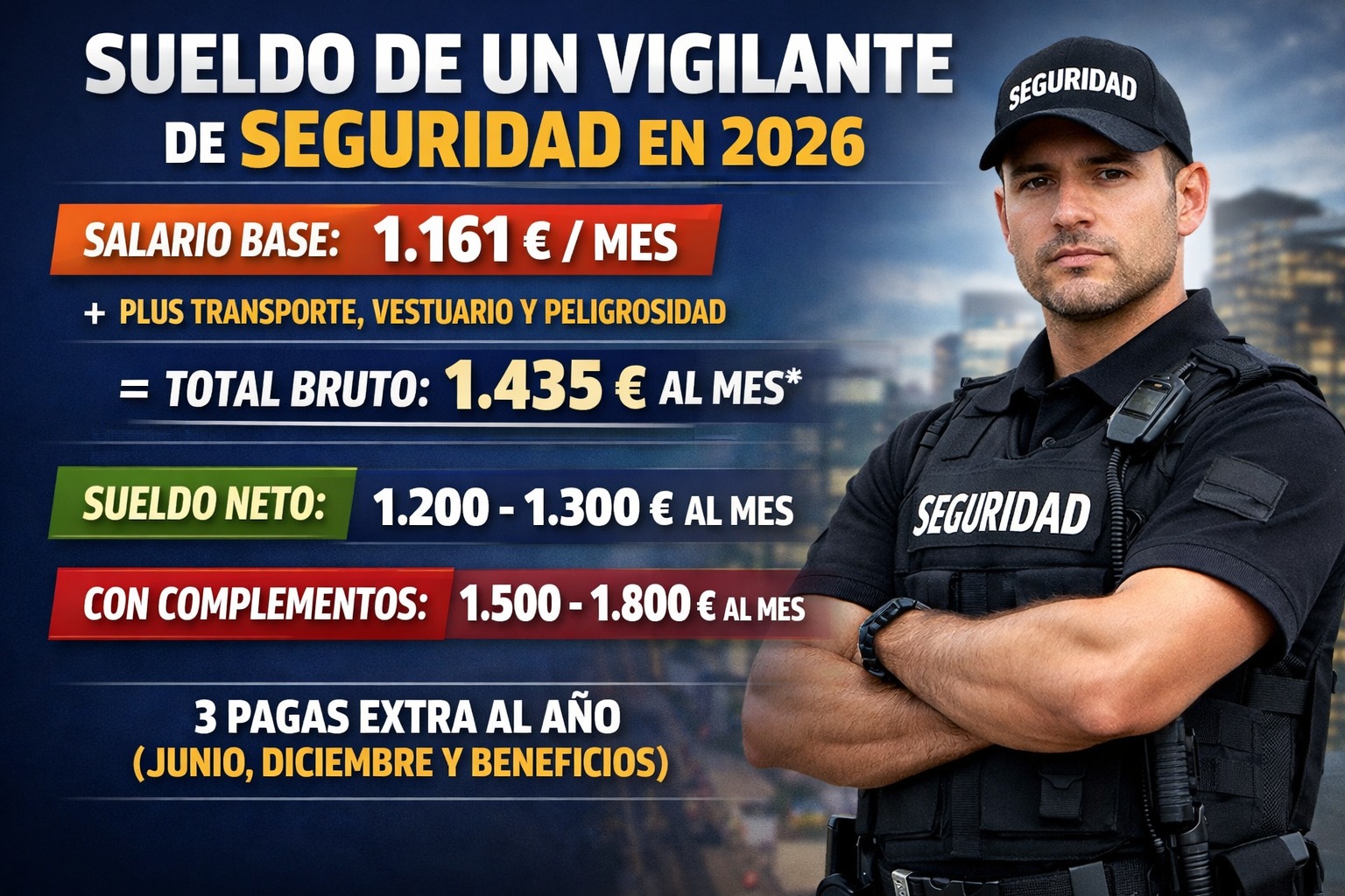 El salario de los vigilantes de seguridad en 2026: estas son las cifras actuales del sector